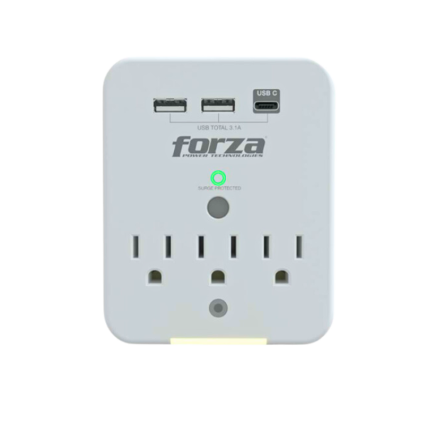 Forza FWT-331USBC - Protector contra sobretensiones (montaje en pared) - CA 125 V