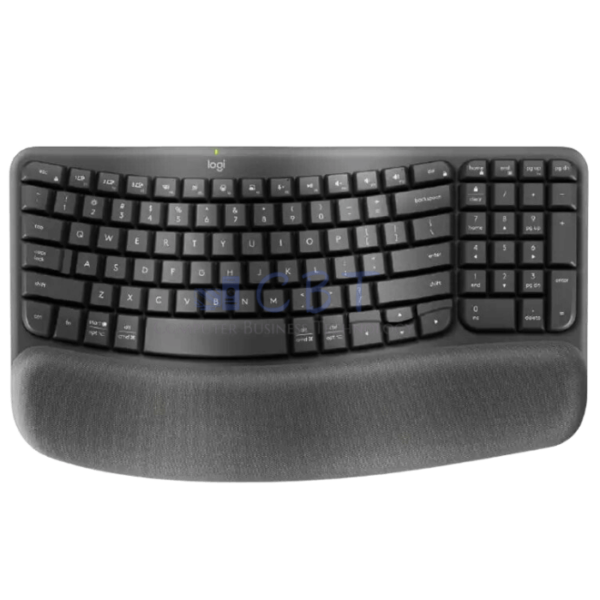 Logitech Ergo Series Wave Keys Wireless Ergonomic Keyboard with Cushioned Palm Rest, Graphite - Teclado - con reposamanos acolchado