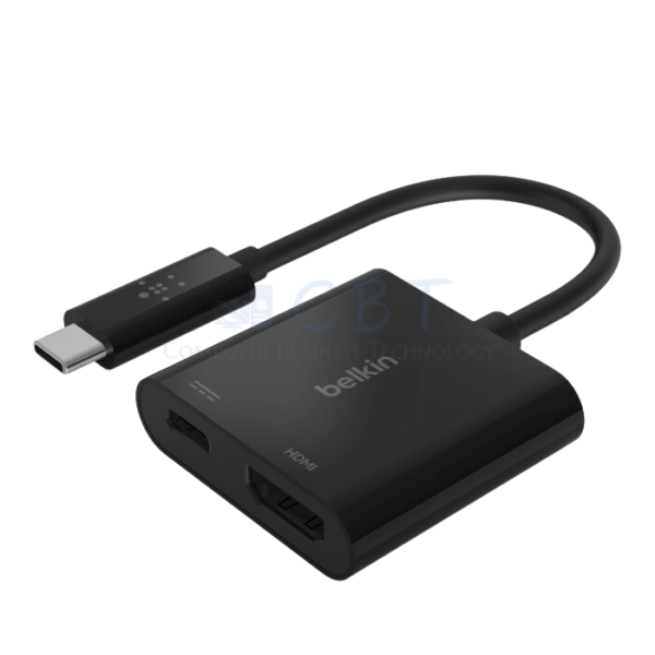 Belkin USB-C to HDMI + Charge Adapter - Adaptador de vídeo - 24 pin USB-C macho a HDMI, USB-C (solo alimentación) hembra