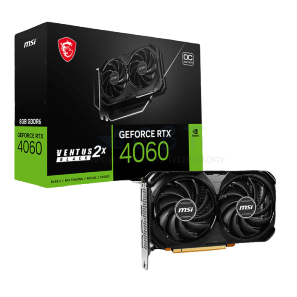 MSI GeForce RTX 4060 VENTUS 2X BLACK 8G OC - Tarjeta gráfica - GeForce RTX 4060