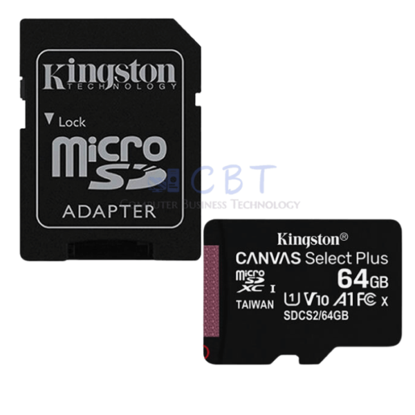 Kingston Canvas Select Plus - Tarjeta de memoria flash (adaptador microSDXC a SD Incluido) - 64 GB